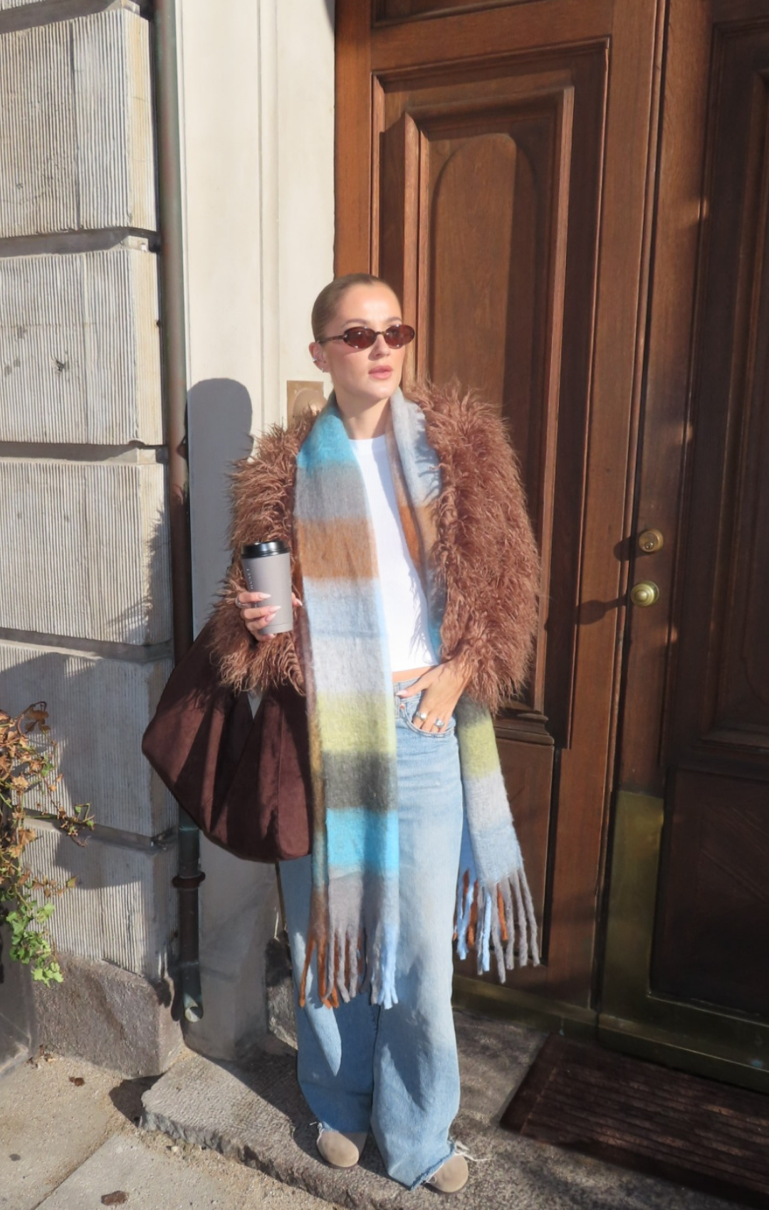 Soft Winter Scarf Blue Chocolate Brown Warm Neck Wrap Fashion Shawl Elegant Cozy Accessories For Women Cold Weather Gift